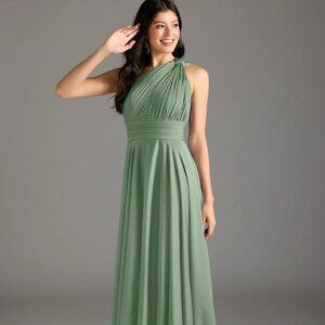 Azazie A-Line Dress Charlize Matcha Stretch Satin